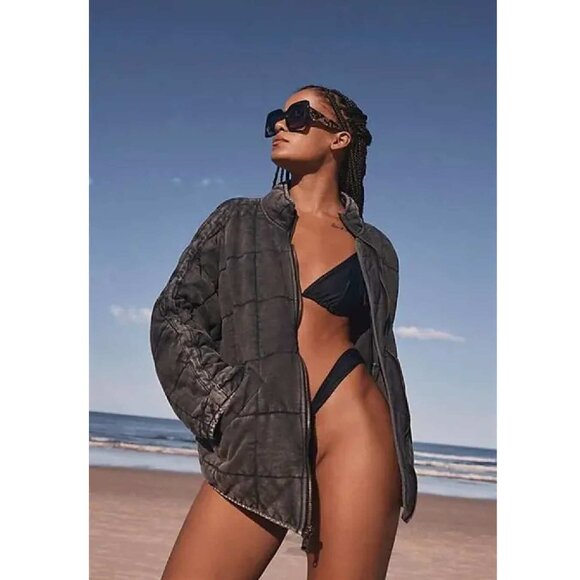 Free People Dolman Quilted Knit Jacket - Red (Rare Color!) - Picture 12 of 13